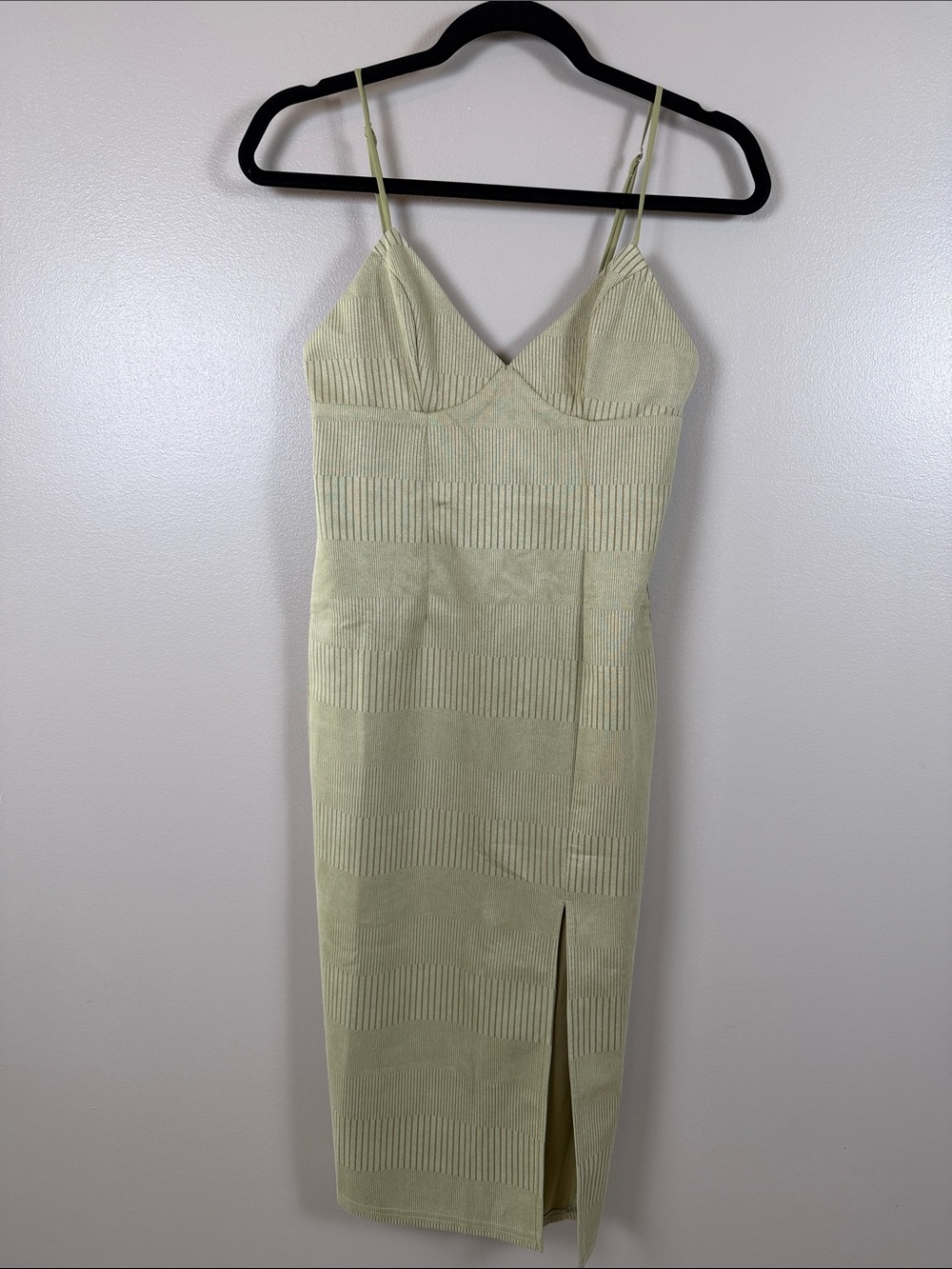 Hello Molly Here Comes the Sun Slim Strappy Midi Dress in Pale Lime